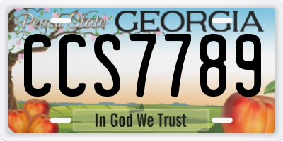 GA license plate CCS7789