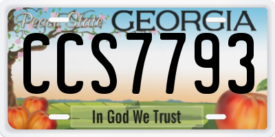 GA license plate CCS7793