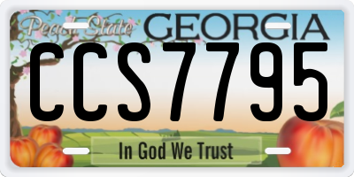 GA license plate CCS7795