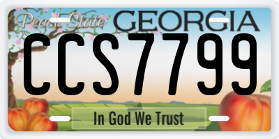 GA license plate CCS7799