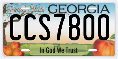 GA license plate CCS7800