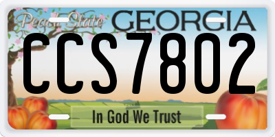 GA license plate CCS7802