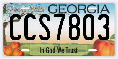 GA license plate CCS7803