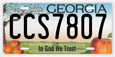 GA license plate CCS7807
