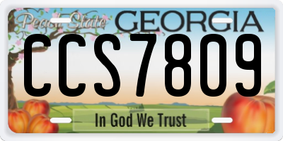 GA license plate CCS7809