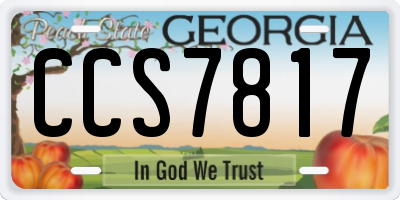 GA license plate CCS7817