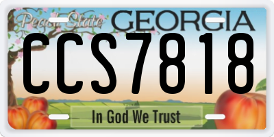 GA license plate CCS7818