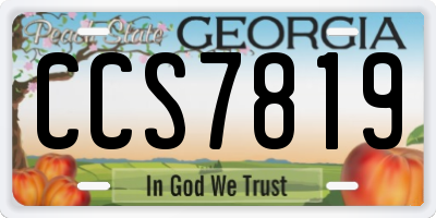 GA license plate CCS7819
