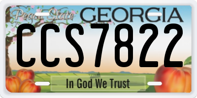 GA license plate CCS7822