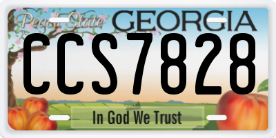 GA license plate CCS7828