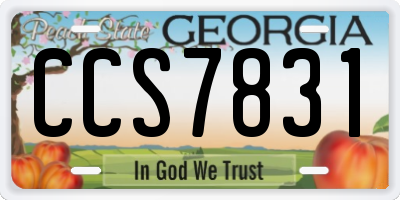 GA license plate CCS7831