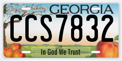 GA license plate CCS7832
