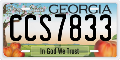 GA license plate CCS7833