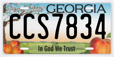 GA license plate CCS7834