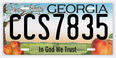 GA license plate CCS7835