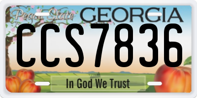 GA license plate CCS7836