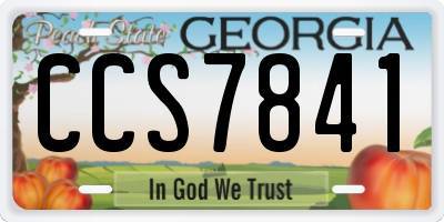 GA license plate CCS7841