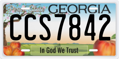 GA license plate CCS7842