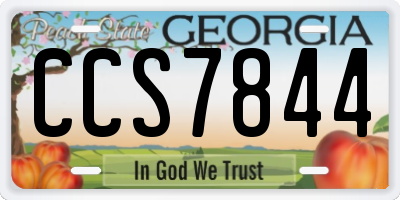GA license plate CCS7844