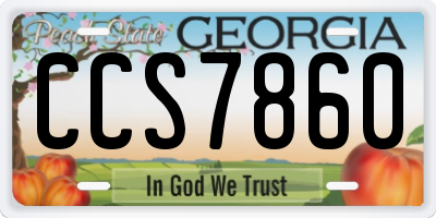 GA license plate CCS7860