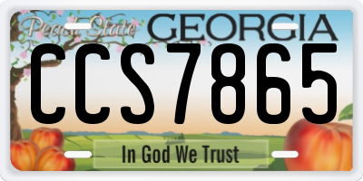 GA license plate CCS7865