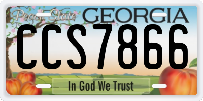 GA license plate CCS7866