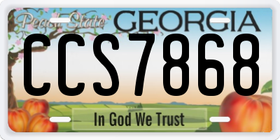 GA license plate CCS7868