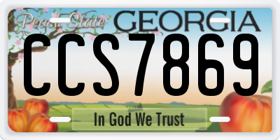 GA license plate CCS7869