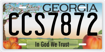 GA license plate CCS7872