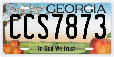 GA license plate CCS7873