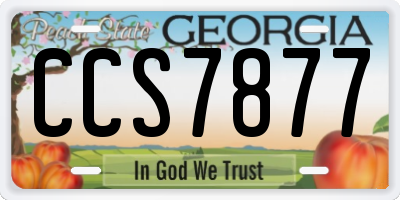 GA license plate CCS7877