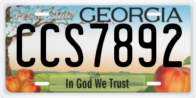 GA license plate CCS7892