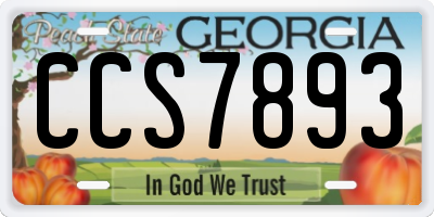 GA license plate CCS7893