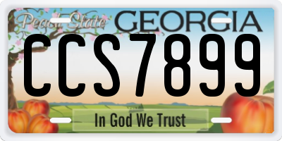GA license plate CCS7899