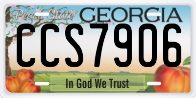 GA license plate CCS7906
