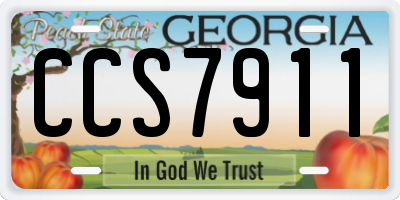 GA license plate CCS7911