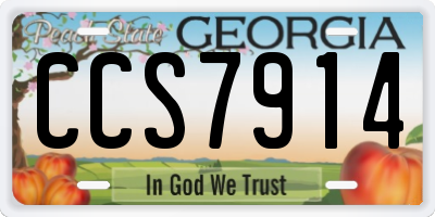 GA license plate CCS7914