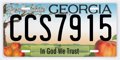 GA license plate CCS7915