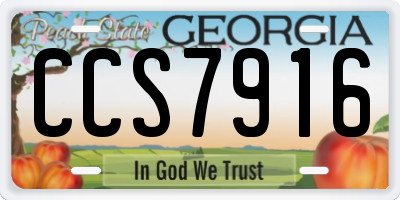 GA license plate CCS7916