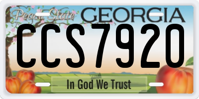 GA license plate CCS7920