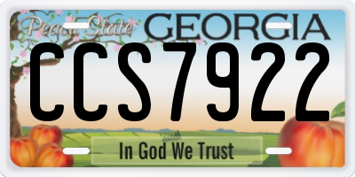 GA license plate CCS7922