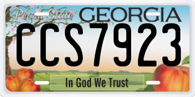 GA license plate CCS7923