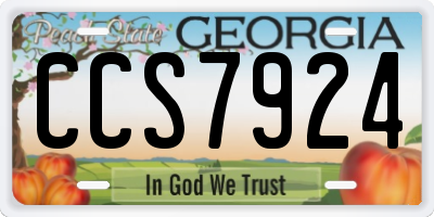 GA license plate CCS7924