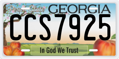 GA license plate CCS7925