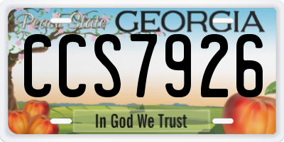 GA license plate CCS7926