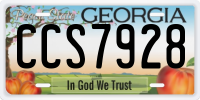 GA license plate CCS7928