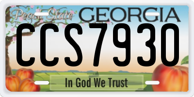 GA license plate CCS7930