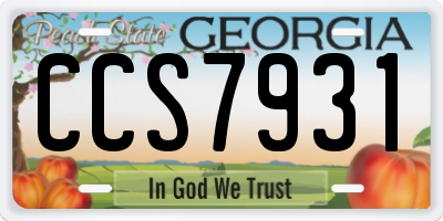 GA license plate CCS7931
