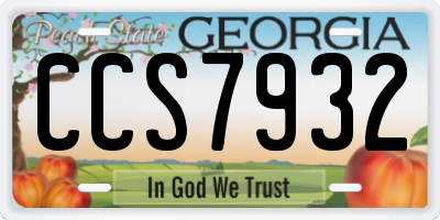 GA license plate CCS7932