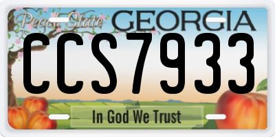GA license plate CCS7933